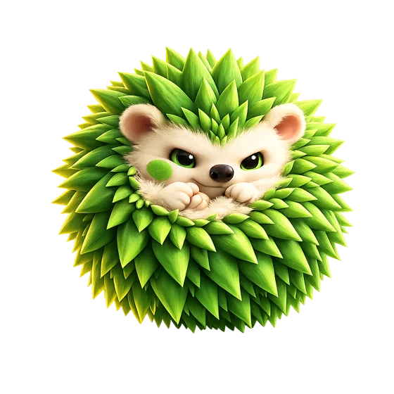 The Hoglt hedgehog curled into a ball